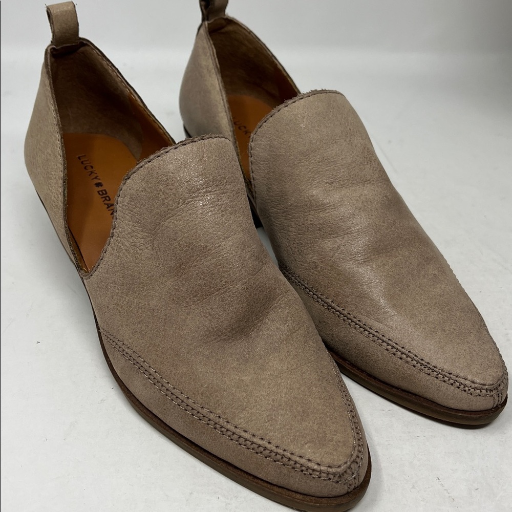 LUCKY BRAND Mahzan loafers tan hazel leather pointed almond toe women’s sz 6.5 - Picture 13 of 14